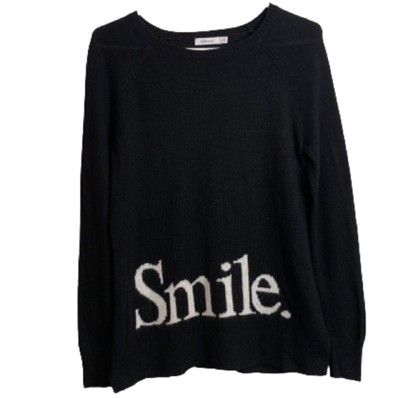 Reitmans Black White Smile Knit Sweater 